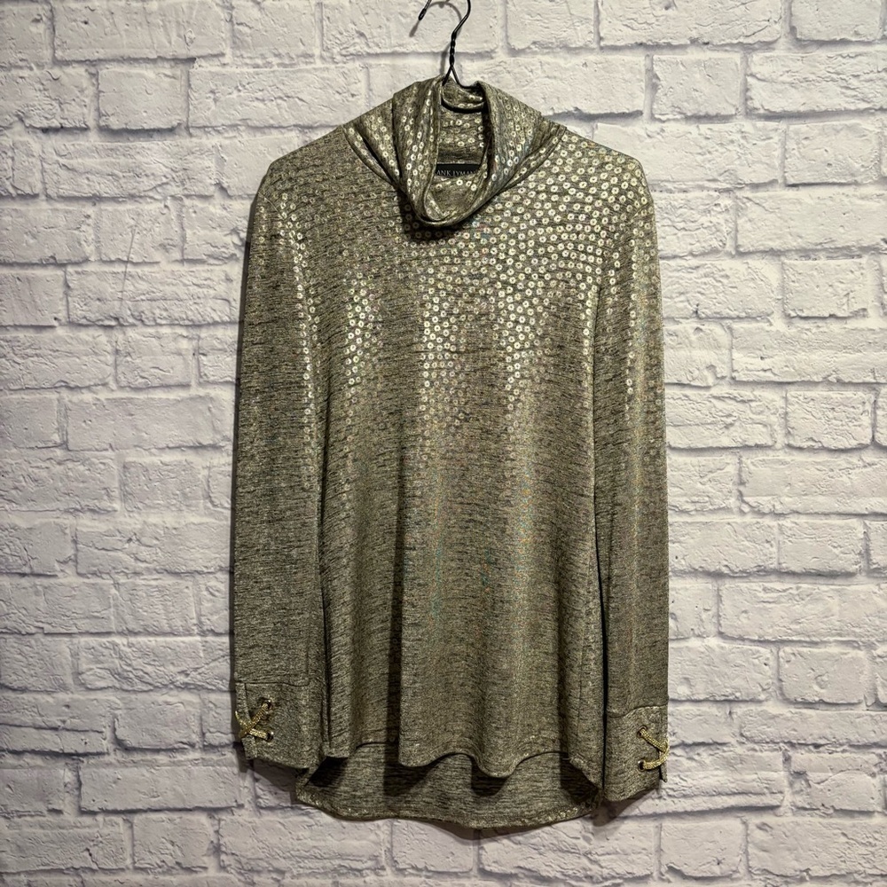 Frank Lyman Design Metallic High Neck Top Size 8